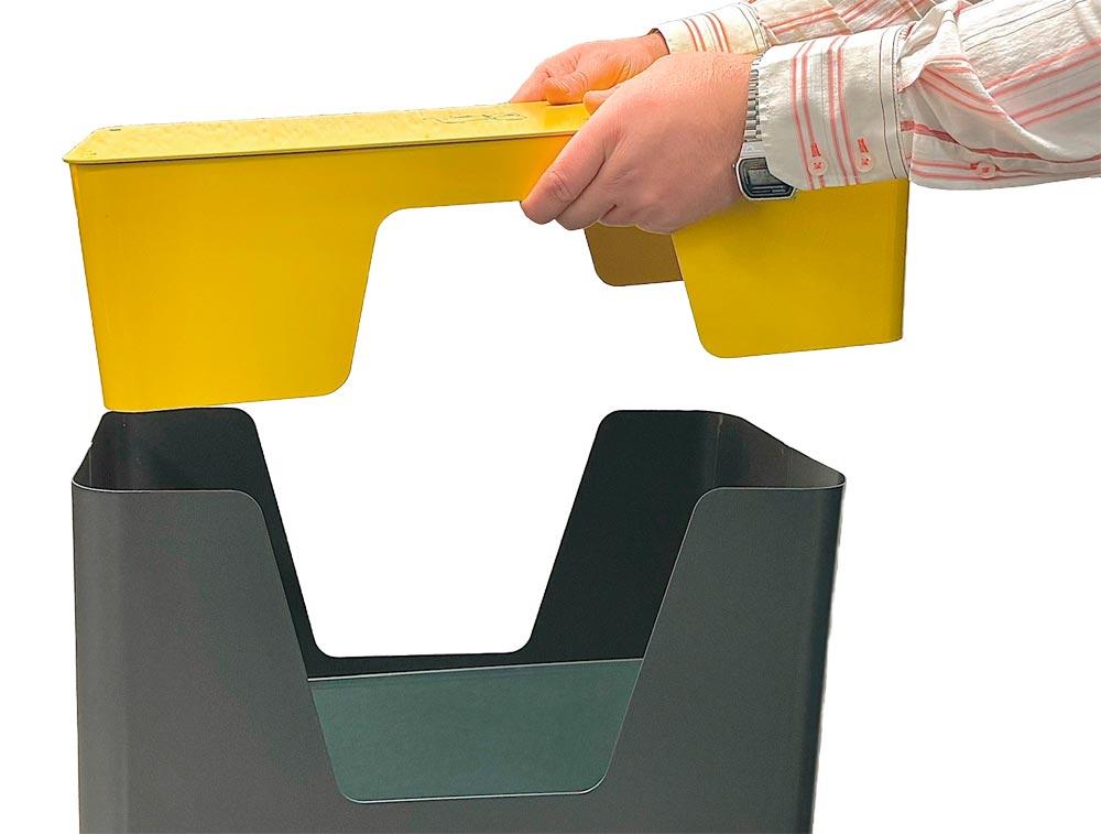 Wertstoffsammler, Stahlblech, Volumen 60 Liter, abnehmbarer Aufsatz, BxTxH 500x250x825 mm, Korpus eisenglimmer, Aufsatz lichtgrau