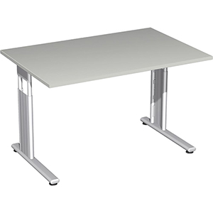 Schreibtisch, BxTxH 1200x800x680-820 mm, höhenverstellbar, Platte lichtgrau, C-Fuß-Gestell silber