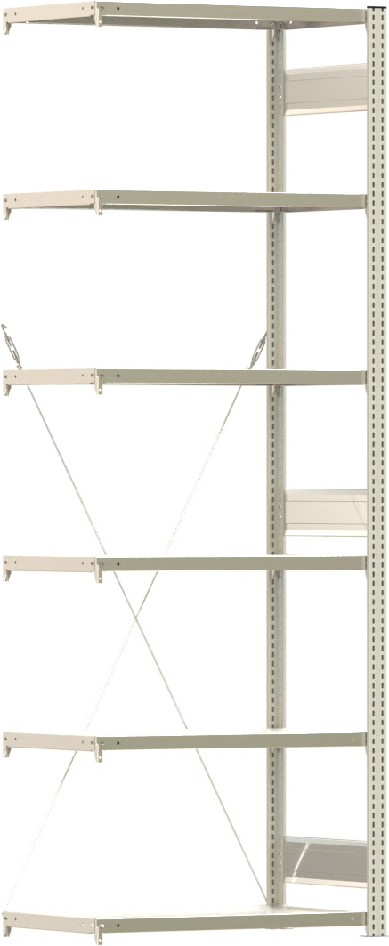 Fachbodenregal BERT - Breite: 87,5 cm - Tiefe: 50 cm - Höhe: 250 cm - 6 Böden - Anbauregal