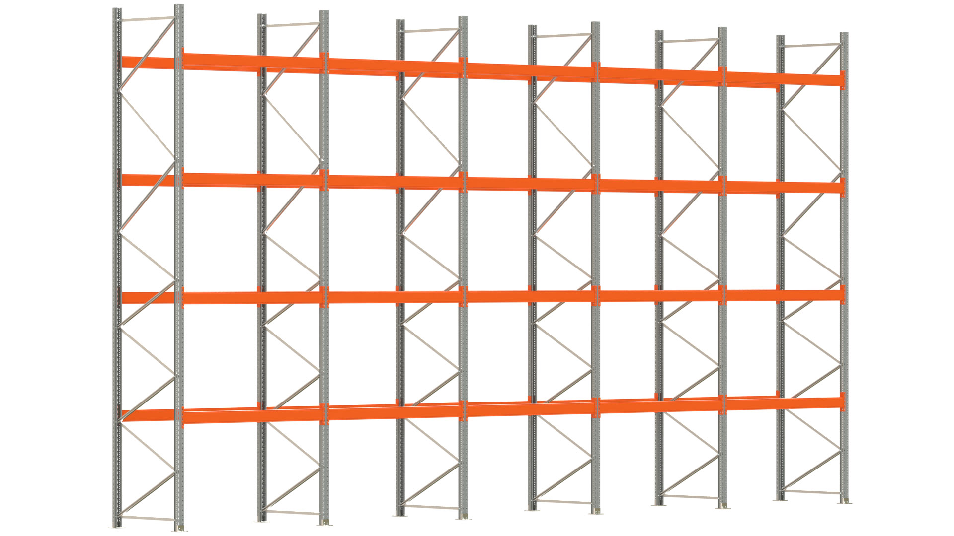 Palettenregal ARTUS - Breite 1001 cm - Höhe 550 cm - Tiefe 110 cm - Fachlast 2000 kg - 50 Palettenstellplätze