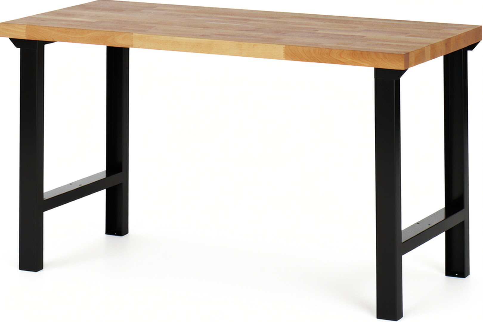 Werkbank schwarz, Breite 150 cm, Tiefe 70 cm, Höhe 84 cm,  Platte: Buche-Massiv-Arbeitsplatte