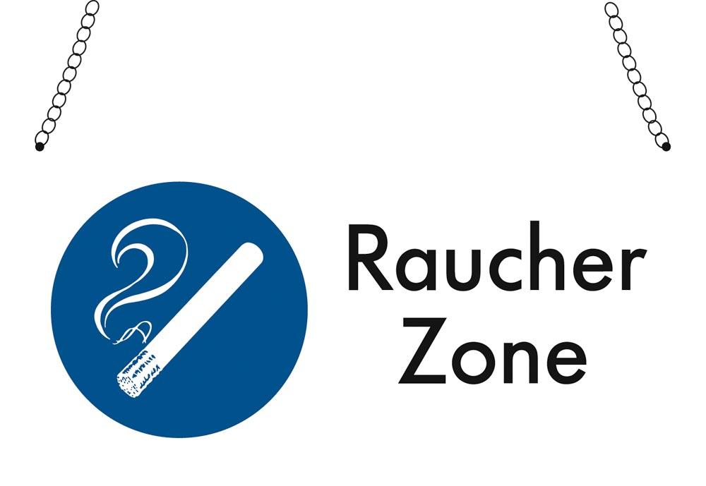 Gebotsschild, Raucher Zone