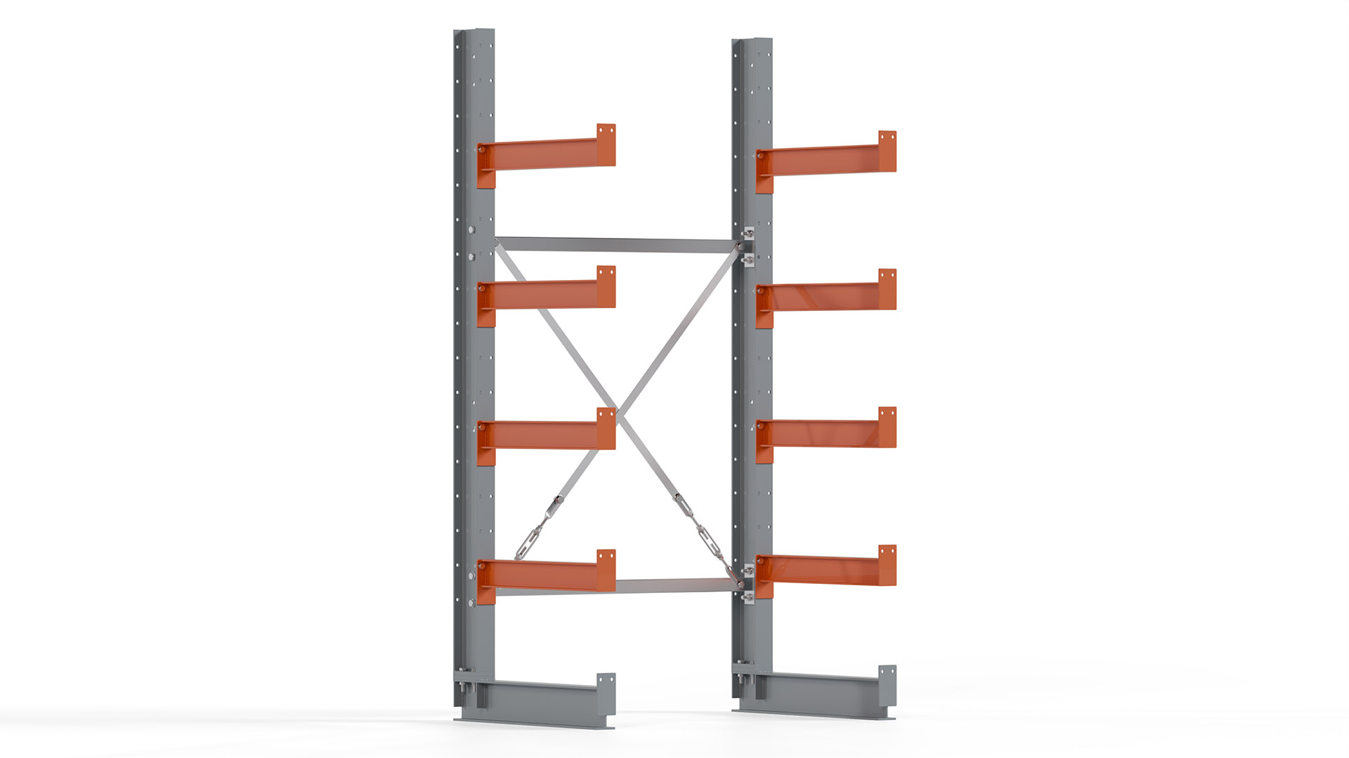 Kragarmregal KARL basic - lackiert - Breite: 100 cm - Höhe: 200 cm - Tiefe: 60 cm - Traglast je Kragarm: 730 kg - einseitig