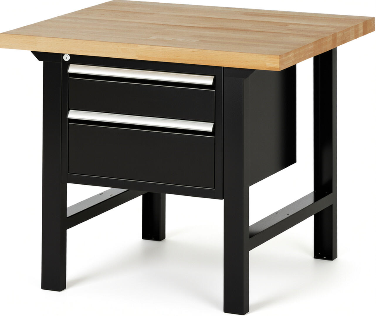 RAU Werkbank schwarz - Breite 100 cm - Tiefe 90 cm - Höhe 84 cm - Buche-Massiv Arbeitsplatte 40 mm