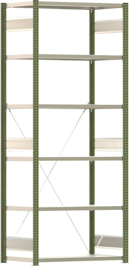 Fachbodenregal BERT - Breite: 100,5 cm - Tiefe: 60 cm - Höhe: 250 cm - 6 Böden - Grundregal