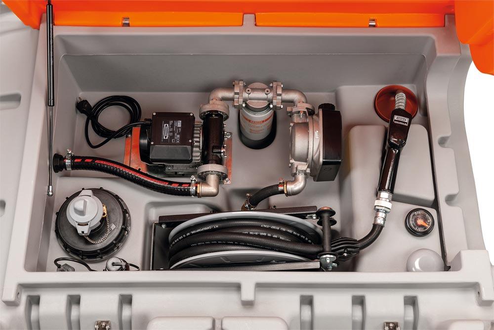 Outdoor Stationäre Tankanlage, Diesel, mit Klappdeckel, 8 m Zapfschlauch DN 19, Zähler K33, Filter mit Wasserabscheider