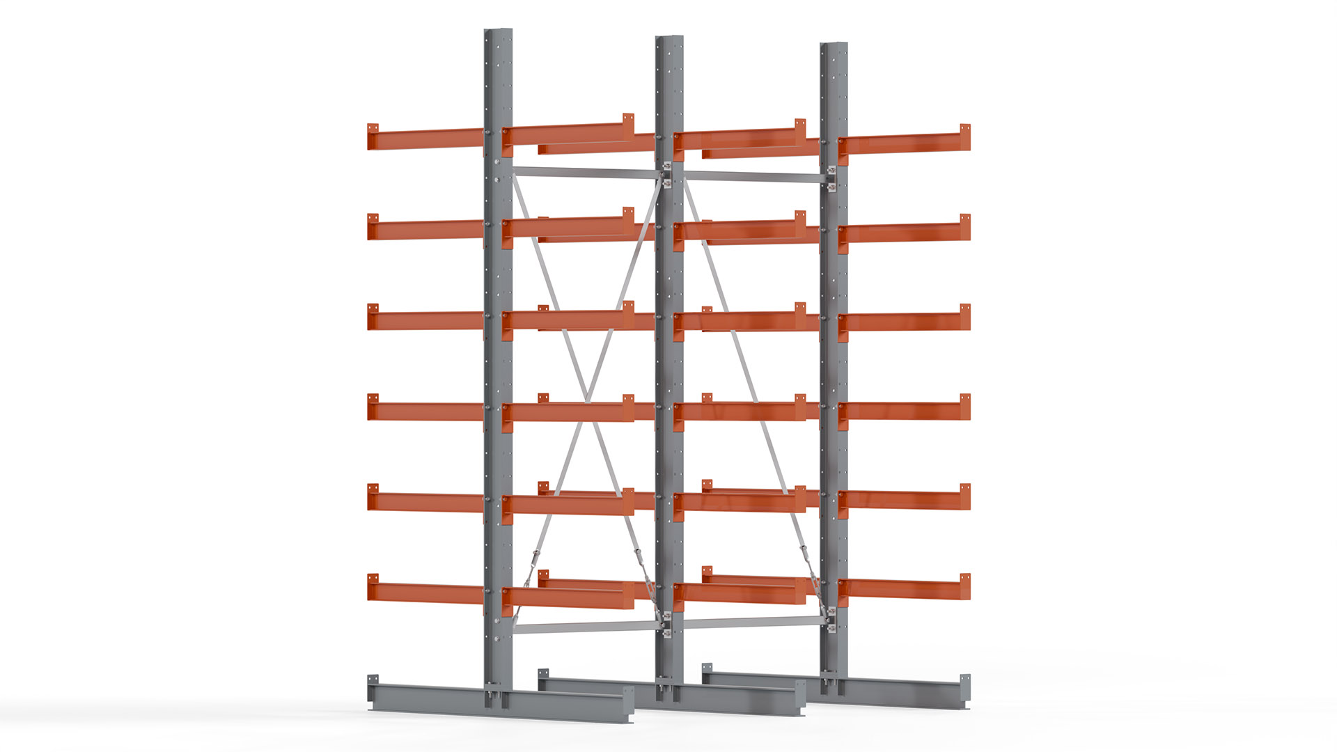 Kragarmregal KARL basic - lackiert - Breite: 200 cm - Höhe: 300 cm - Tiefe: 80 cm - Traglast je Kragarm: 550 kg - beidseitig