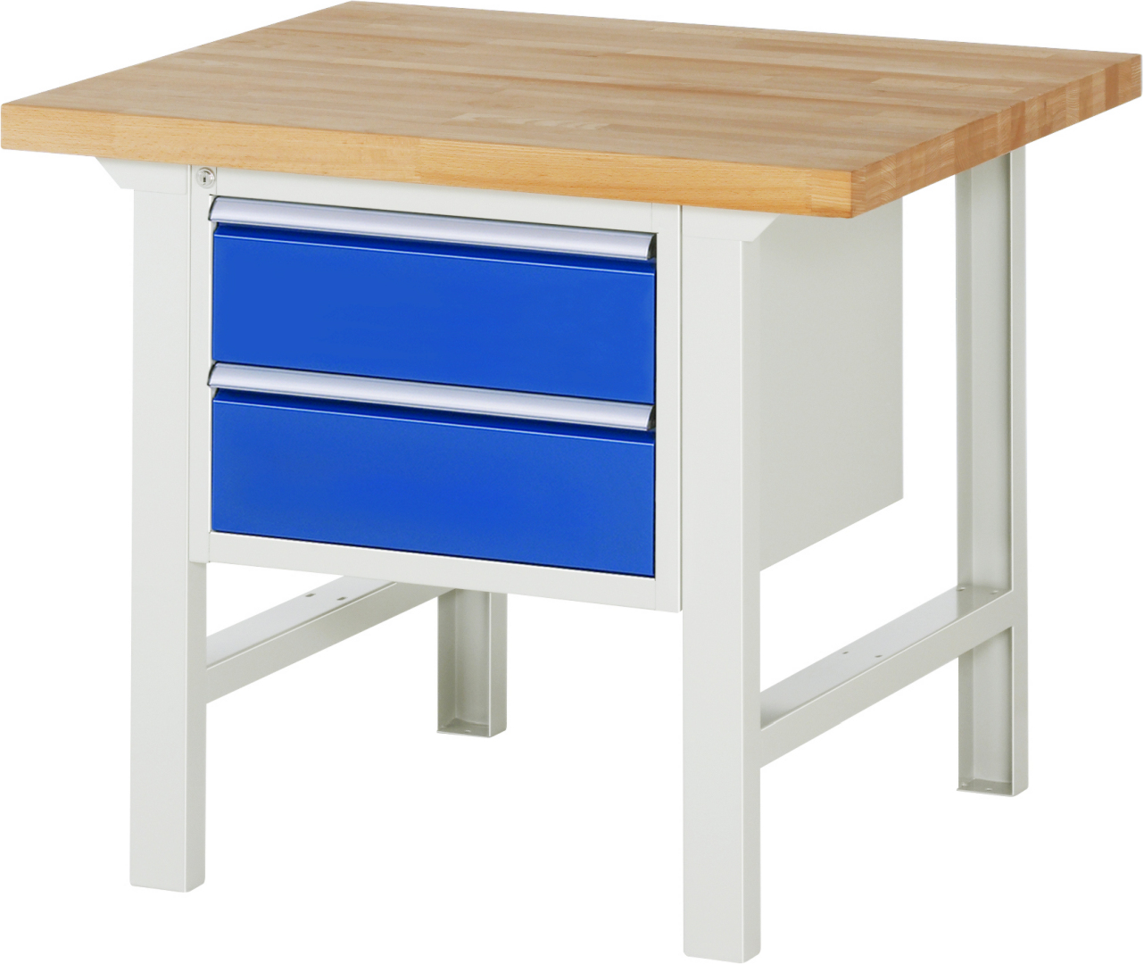 Werkbank Modell 7125 rot - schwarz, BxTxH 1000x900x840 mm,  Buche-Massiv Arbeitsplatte 40 mm,  2 Schubladen mit  Vollauszug 100 % und  SoftClosing