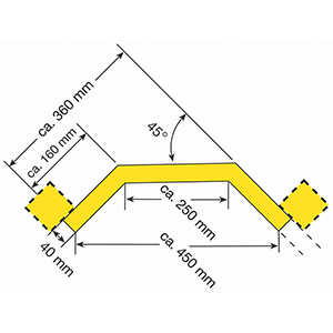 Rammschutz-Planke, Eckplanken-Innen-C-Profil, 100x40x3 mm, feuerverzinkt und gelb kunststoffbeschichtet, Außenbereich, Länge 556 mm