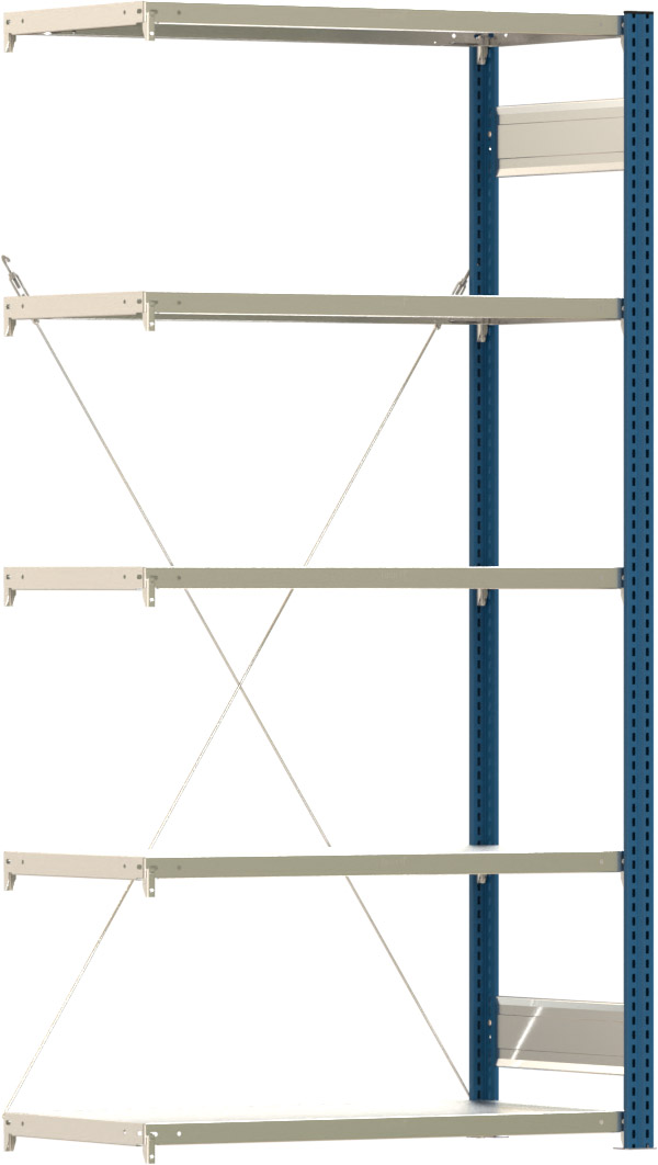 Fachbodenregal BERT - Breite: 100,5 cm - Tiefe: 50 cm - Höhe: 200 cm - 5 Böden - Anbauregal