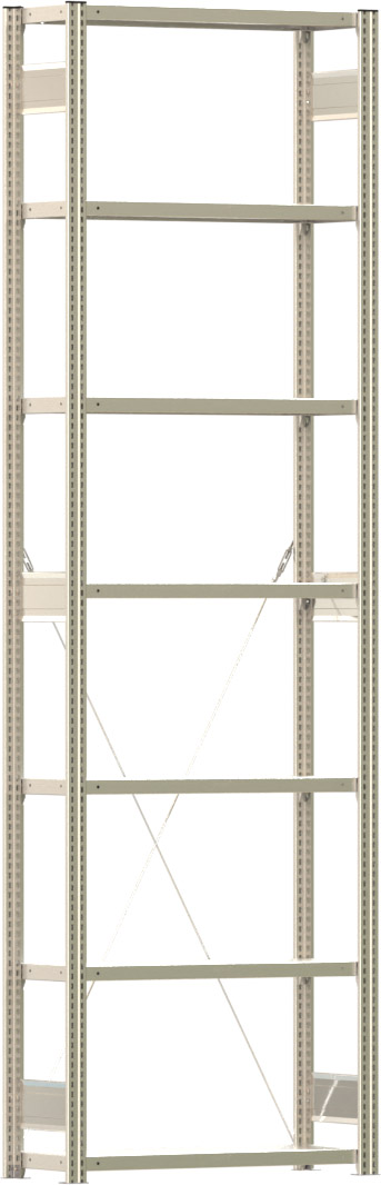 Fachbodenregal BERT - Breite: 87,5 cm - Tiefe: 30 cm - Höhe: 300 cm - 7 Böden - Grundregal