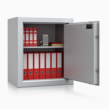 Massiver Aktentresor, Möbeltresor, Sicherheitsschrank, Safe zum Einbauen, VdS Klasse 1, Farbe lichtgrau, 1 Fachböden, 800 x 700 x 500 mm (BxT)