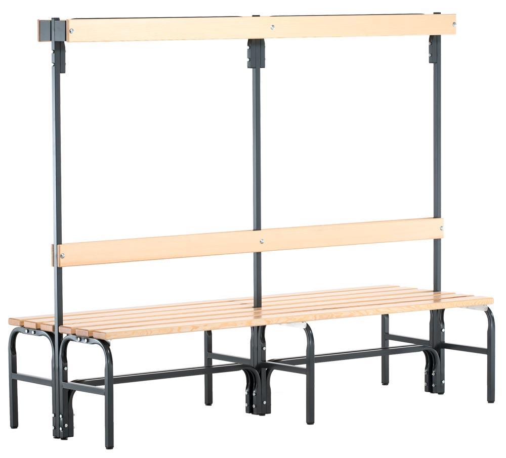 Garderobenbank, doppelseitig, Breite 150 cm, Höhe 165 cm, Tiefe 72,5 cm