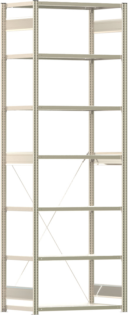 Fachbodenregal BERT - Breite: 100,5 cm - Tiefe: 60 cm - Höhe: 300 cm - 7 Böden - Grundregal