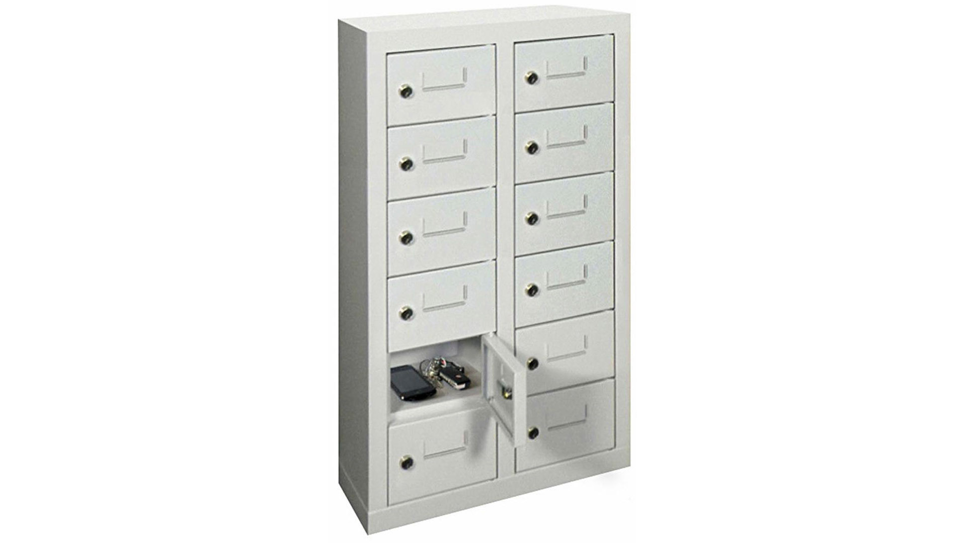 Schließfachschrank, Breite 46 cm, Höhe 81,5 cm, Tiefe 20 cm, 12 Fächer
