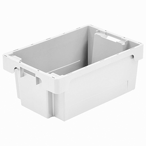 Drehstapelbehälter, PE, Boden + Wände geschlossen, BxTxH außen/innen 600x400x250/482x365x248 mm, Volumen 40 l, Farbe weiß, VE 2 Stück