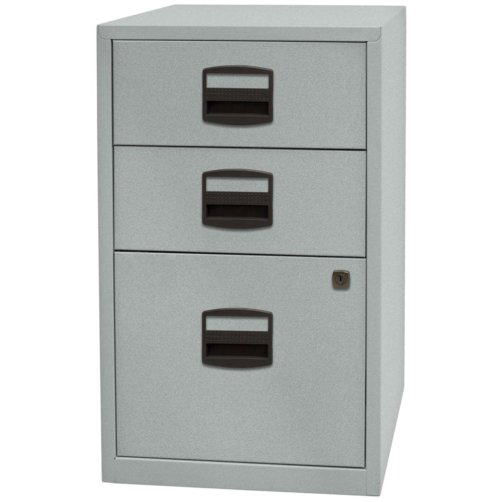 Bürocontainer, Standcontainer, BxTxH 413x400x672 mm, 2 Schubladen, 1 Hängeregistratur, silber