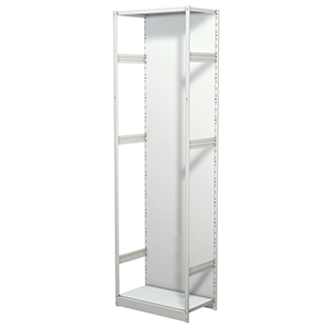 Aktenregal, Büroregal - Steckregal mit Rückwand, ohne Böden, Grundfeld, BxTxH 750x400x2600 mm, lichtgrau