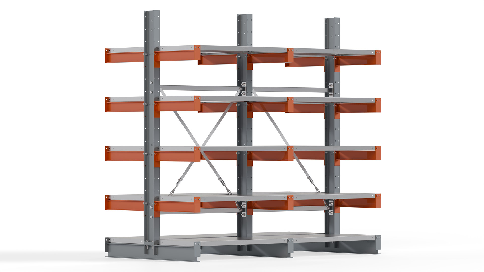 Kragarmregal KARL basic - lackiert - Breite: 200 cm - Höhe: 200 cm - Tiefe: 50 cm - Traglast je Kragarm: 870 kg - beidseitig