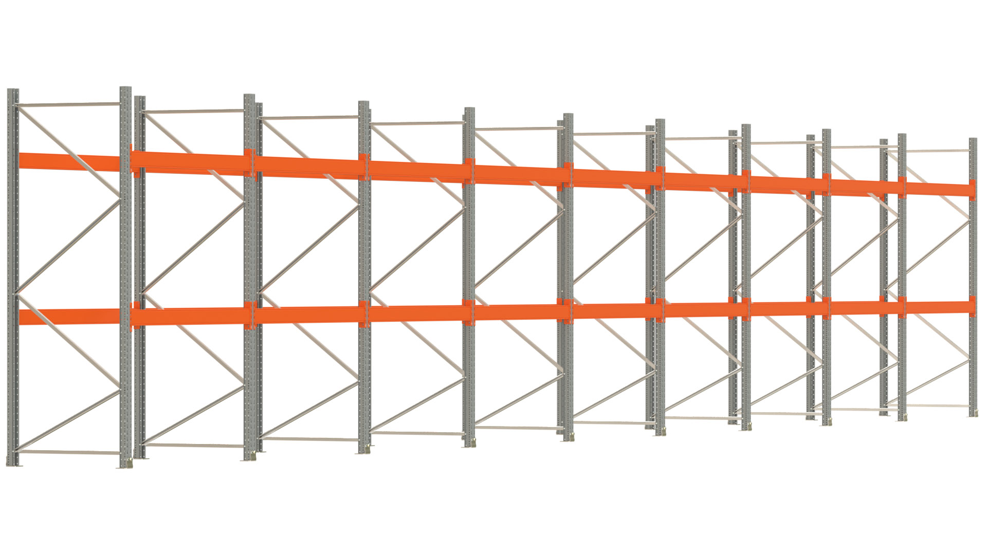 Palettenregal ARTUS - Breite 1795 cm - Höhe 300 cm - Tiefe 110 cm - Fachlast 3000 kg - 54 Palettenstellplätze