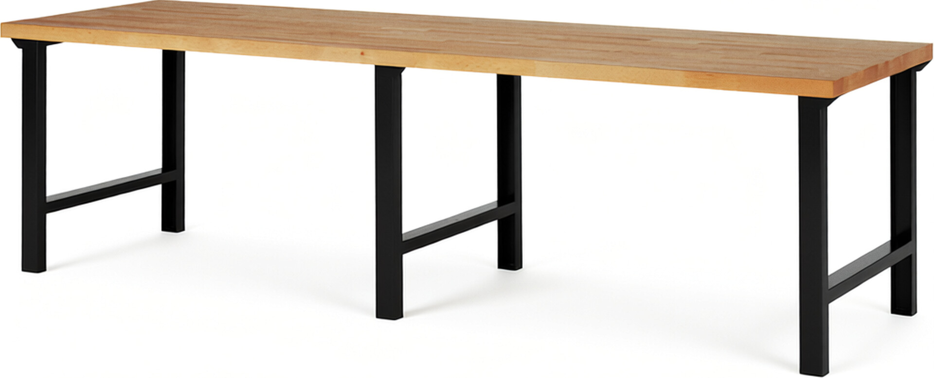 Werkbank Modell 7000 schwarz, BxTxH 3000x900x840 mm,  Buche-Massiv Arbeitsplatte 40 mm