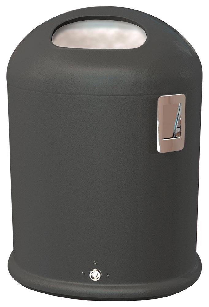 Ovaler Abfallbehälter mit Federklappe mit Ascher