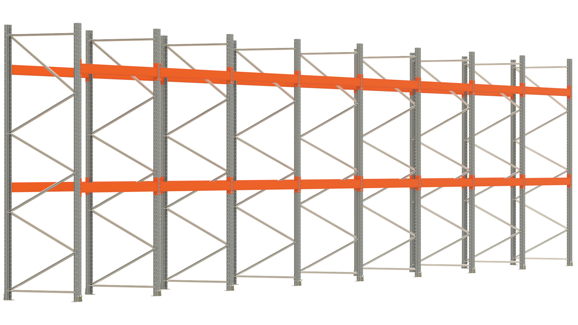 Palettenregal ARTUS - Breite 1596,5 cm - Höhe 350 cm - Tiefe 110 cm - Fachlast 3000 kg - 48 Palettenstellplätze