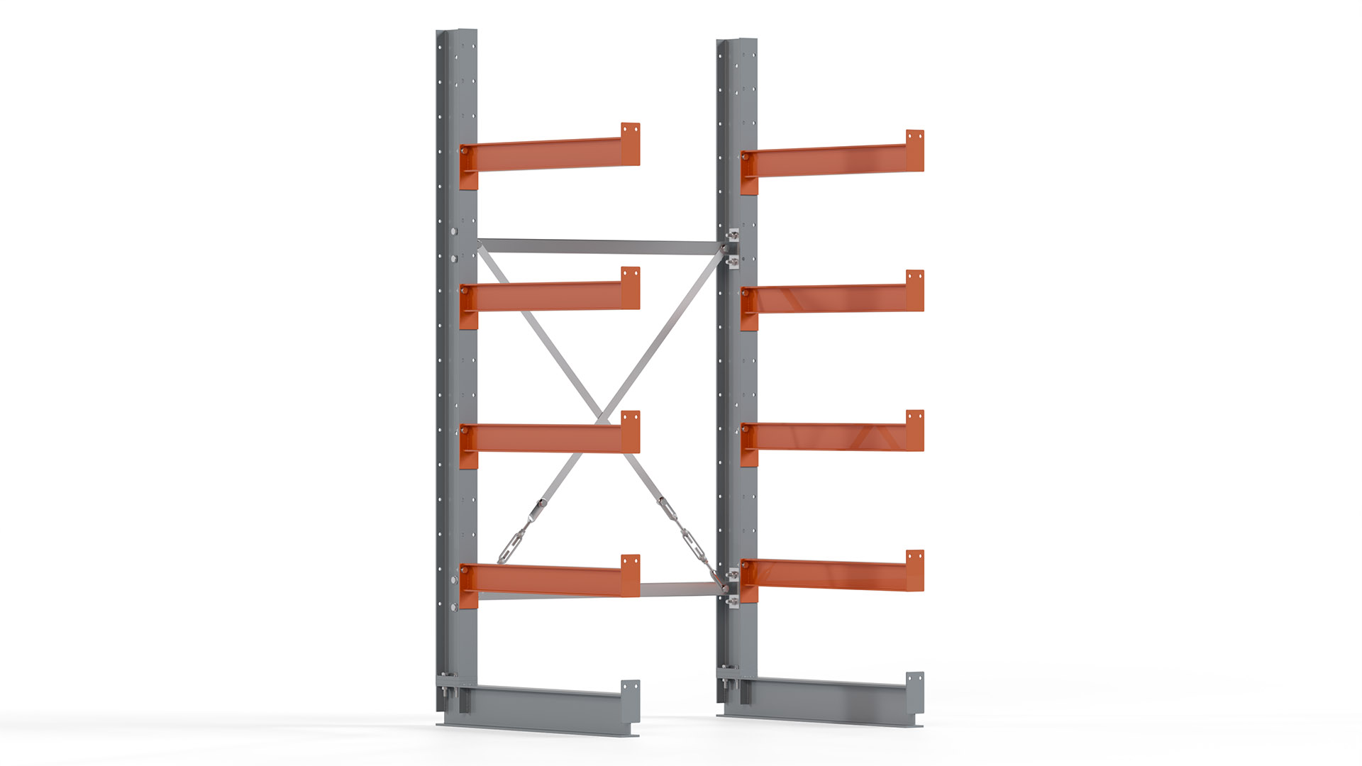 Kragarmregal KARL basic - lackiert - Breite: 100 cm - Höhe: 200 cm - Tiefe: 80 cm - Traglast je Kragarm: 550 kg - einseitig