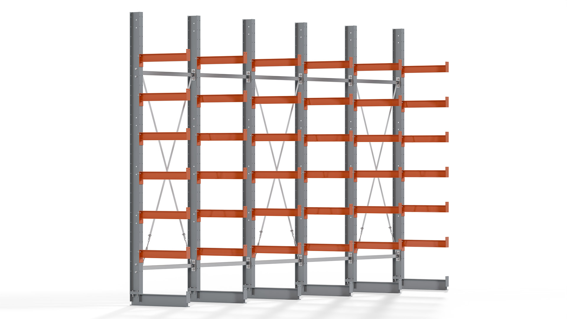 Kragarmregal KARL basic - lackiert - Breite: 500 cm - Höhe: 300 cm - Tiefe: 60 cm - Traglast je Kragarm: 730 kg - einseitig