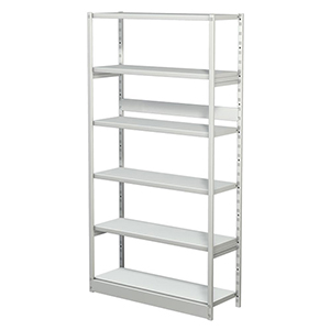 Aktenregal, Büroregal - Steckregal ohne Rückwand, Grundfeld, 6 Fachböden, 5 OH, BxTxH 960x300x1900 mm, lichtgrau