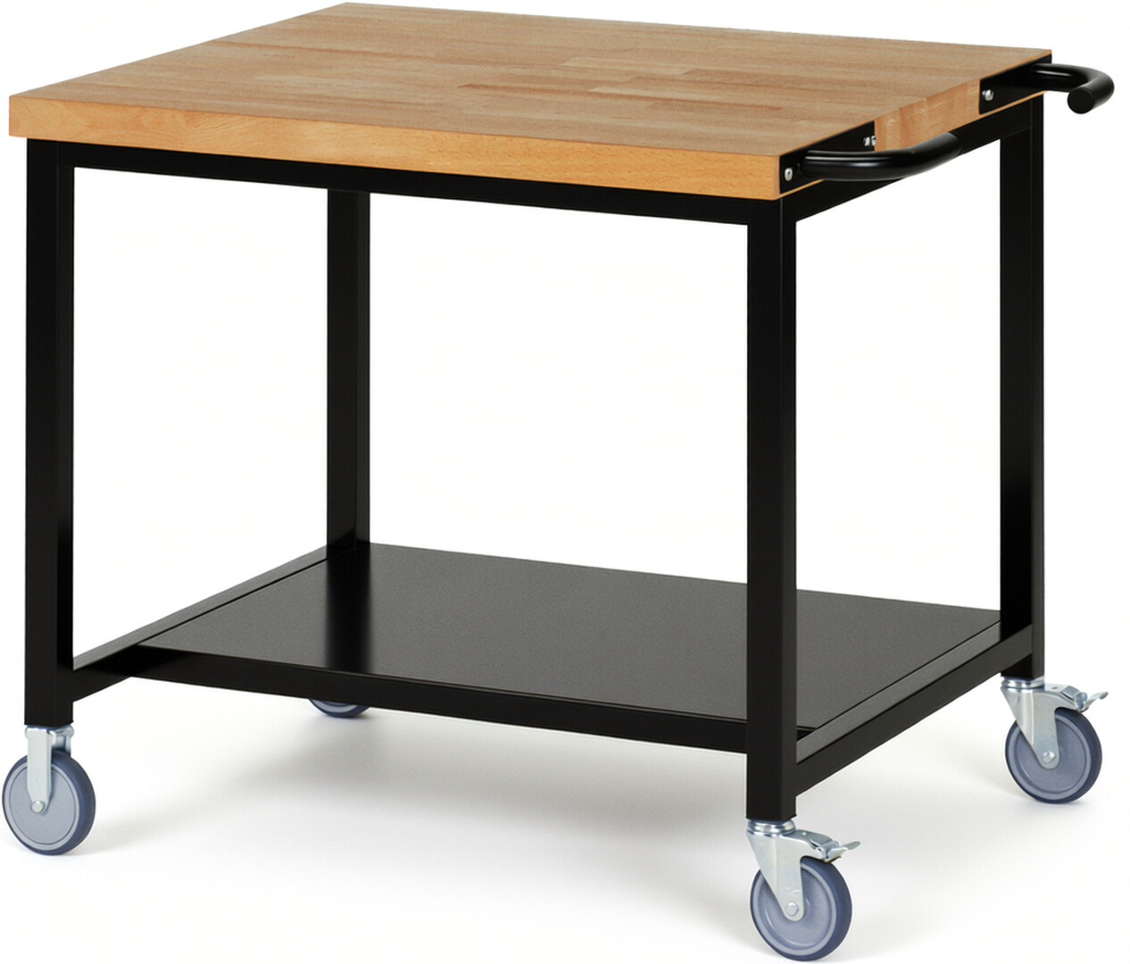 RAU Werkbank schwarz - Breite 100 cm - Tiefe 90 cm - Höhe 88 cm - Buche-Massiv Arbeitsplatte 40 mm