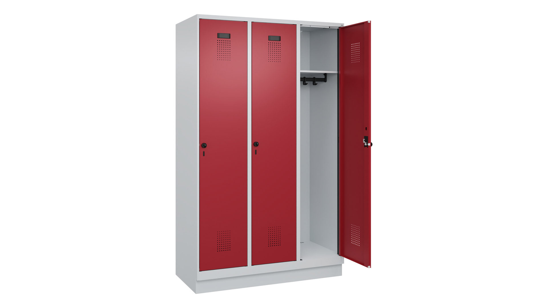 Spind - Garderobenschrank, Breite 120 cm, Höhe 195 cm, Tiefe 50 cm, 3 Abteile