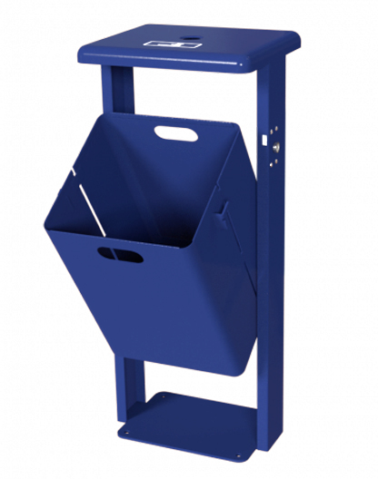 Stand-Abfallbehälter rechteckig - Vol. 40 l - mit Ascher - mit Bodenplatte - kobaltblau/kobaltblau