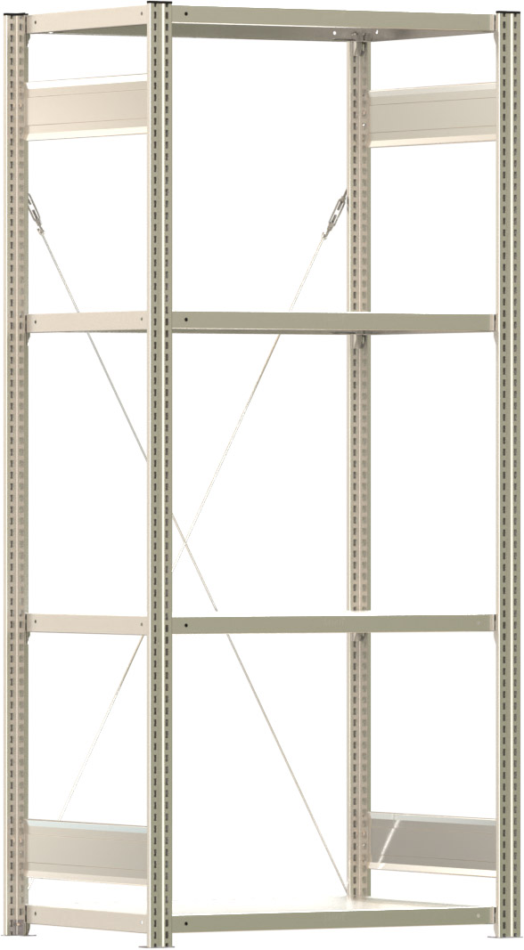 Fachbodenregal BERT - Breite: 87,5 cm - Tiefe: 60 cm - Höhe: 200 cm - 4 Böden - Grundregal