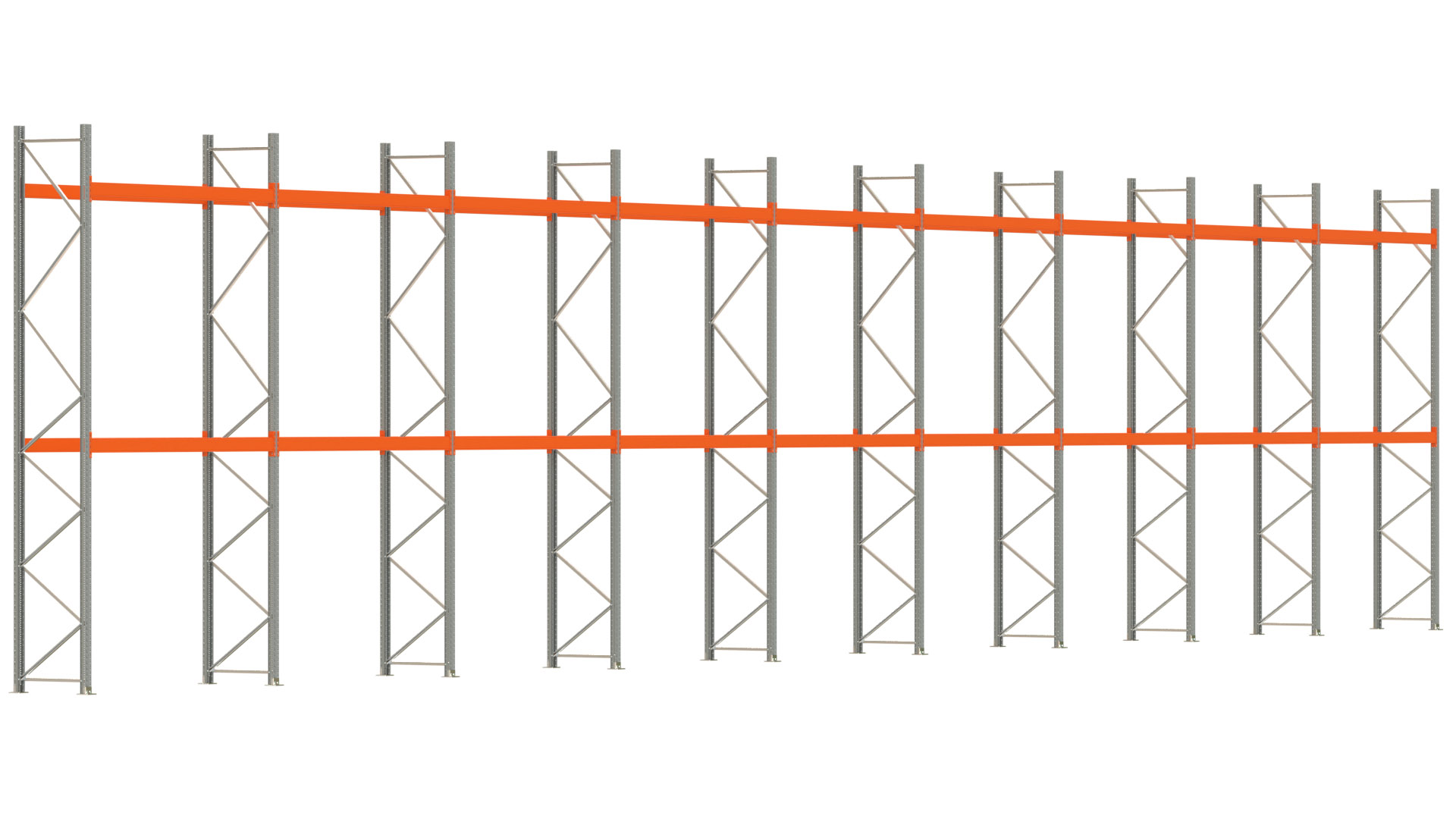 Palettenregal ARTUS - Breite 2515 cm - Höhe 500 cm - Tiefe 80 cm - Fachlast 3000 kg - 54 Palettenstellplätze