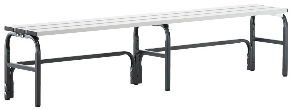 Garderobenbank mit Aluleisten, Breite 200 cm, Höhe 45 cm, Tiefe 35 cm