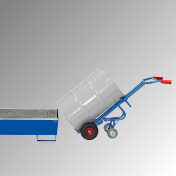 Fetra - Fasskarre für 200 l Fässer - 300 kg Traglast - 2 Stützräder - Vollgummibereifung