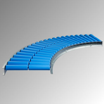 Leicht-Rollenbahn - 300 mm (B) - Kunststoffrollen - Achsabstand 75 mm - Kurve 90 Grad