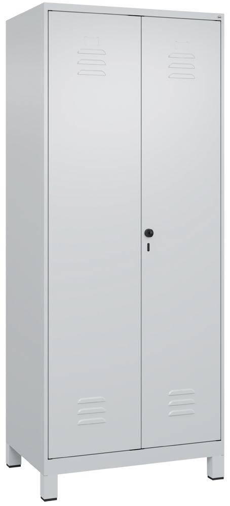 Spind, Kombischrank Premium, BxTxH 800x500x1950 mm, 2 Abteile a 400 mm, mit Füßen, Drehriegel, RAL 7035