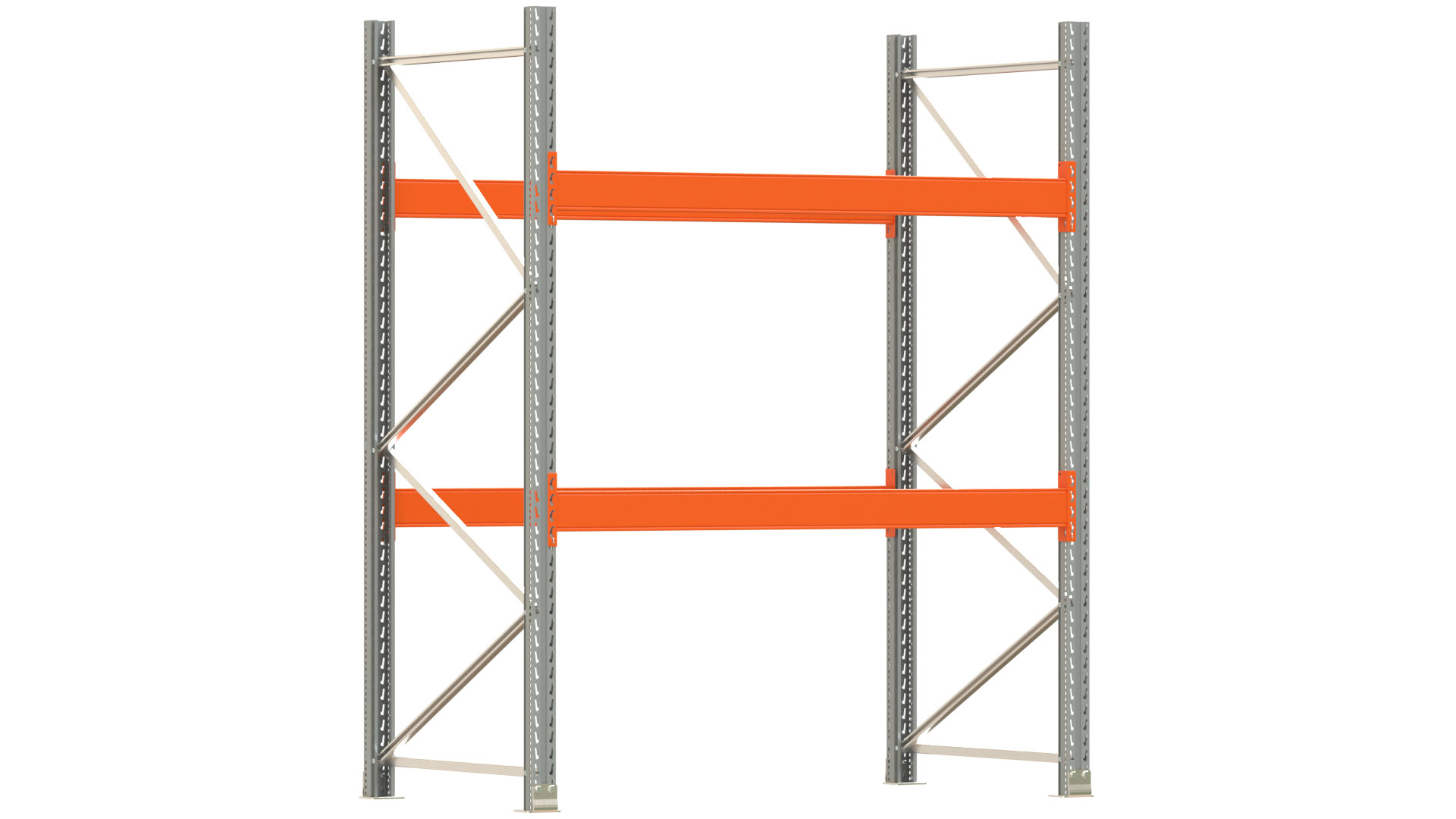 Palettenregal ARTUS - Breite 207 cm - Höhe 250 cm - Tiefe 110 cm - 2 Träger-Ebenen - Fachlast 3000 kg - 6 Palettenstellplätze