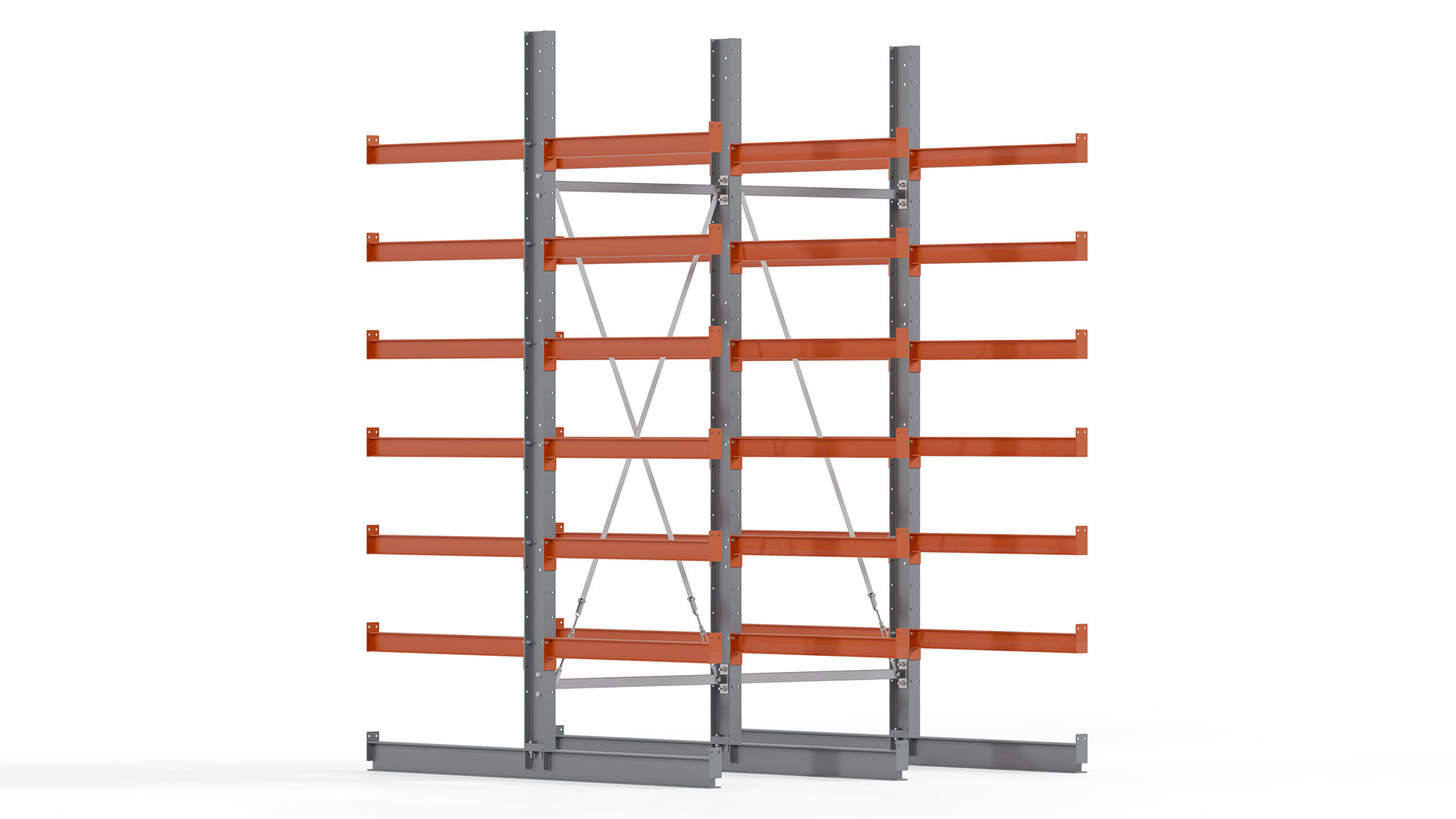 Kragarmregal KARL basic - lackiert - Breite: 200 cm - Höhe: 300 cm - Tiefe: 100 cm - Traglast je Kragarm: 450 kg - beidseitig
