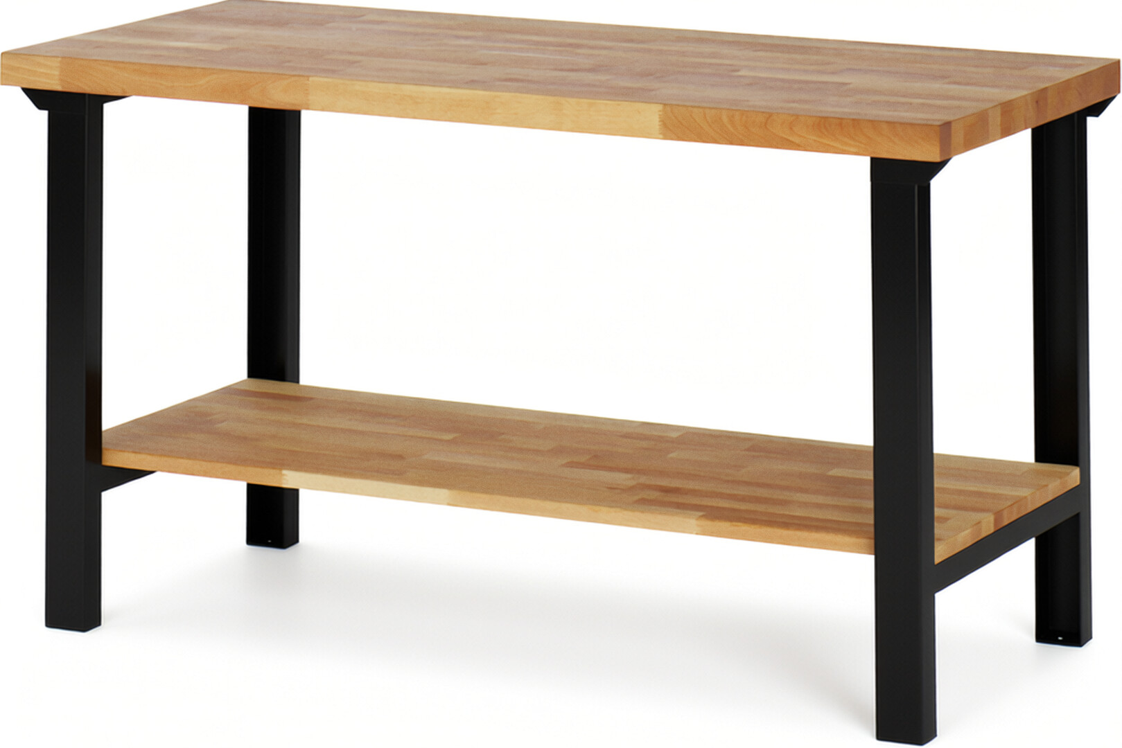 RAU Werkbank schwarz - Breite 150 cm - Tiefe 70 cm - Höhe 84 cm - Buche-Massiv Arbeitsplatte 40 mm