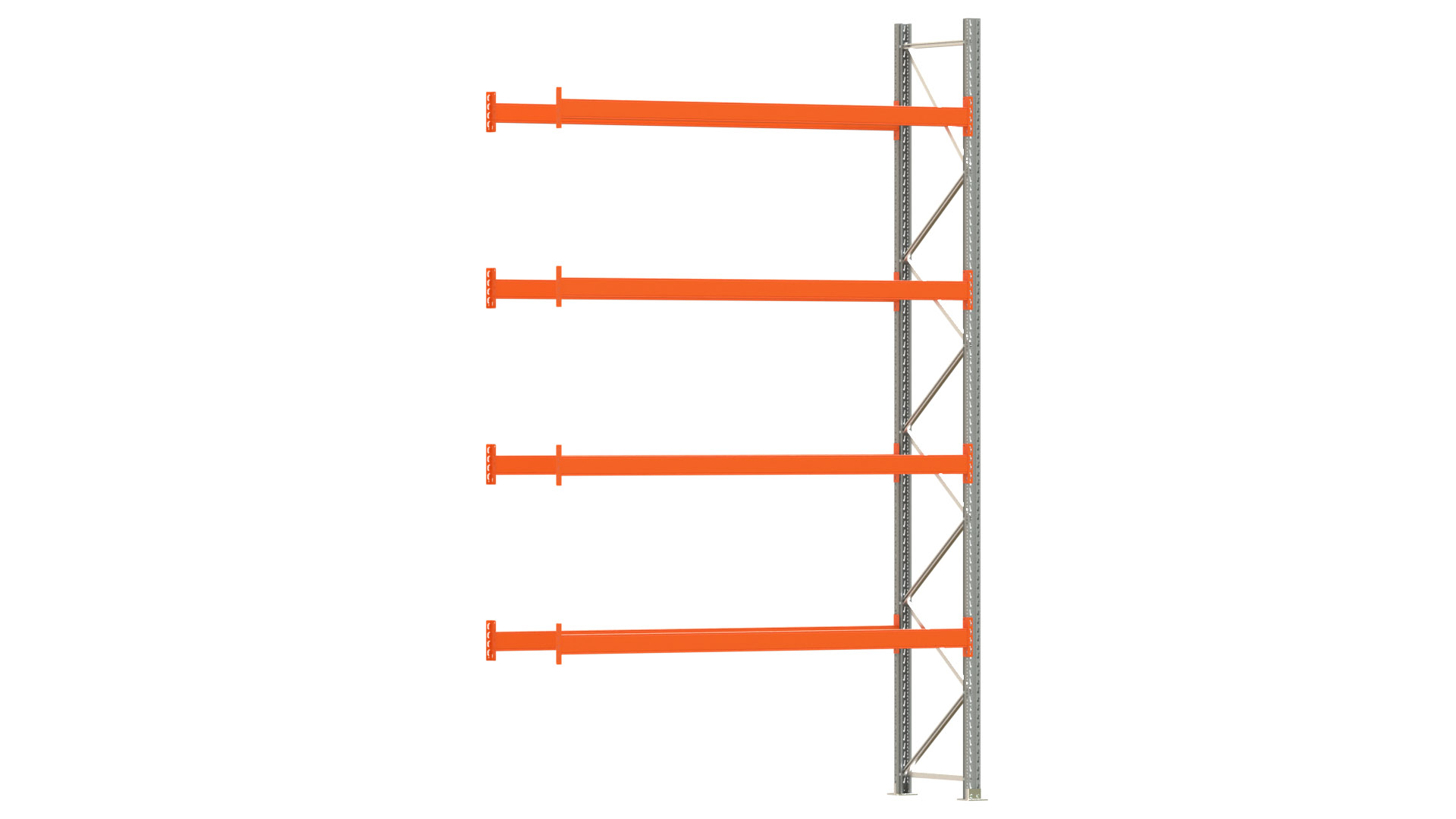 Palettenregal ARTUS - Anbaufeld - Breite 278,5 cm - Höhe 450 cm - Tiefe 80 cm - 4 Träger Ebenen