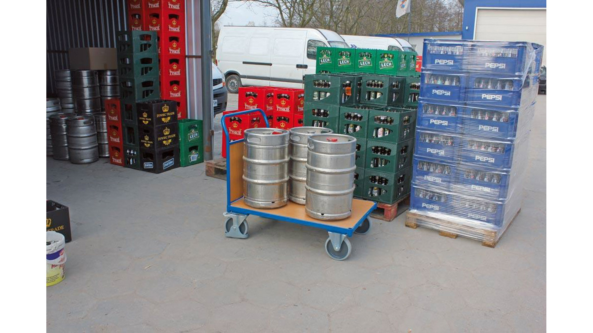 Stirnwandwagen - 0,5 t - Ladefläche 700 x 1.030 mm - Holzwand