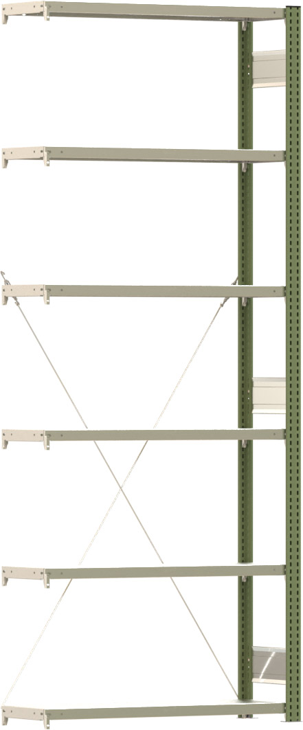 Fachbodenregal BERT - Breite: 100,5 cm - Tiefe: 30 cm - Höhe: 250 cm - 6 Böden - Anbauregal