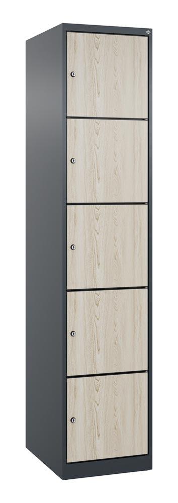 Fächerschrank mit MDF Türen, Breite 40 cm, Höhe 185 cm, Tiefe 50 cm, 5 Fächer