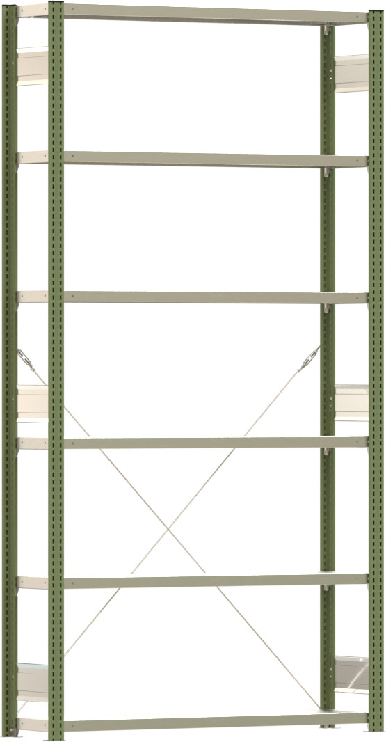 Fachbodenregal BERT - Breite: 128,5 cm - Tiefe: 30 cm - Höhe: 250 cm - 6 Böden - Grundregal