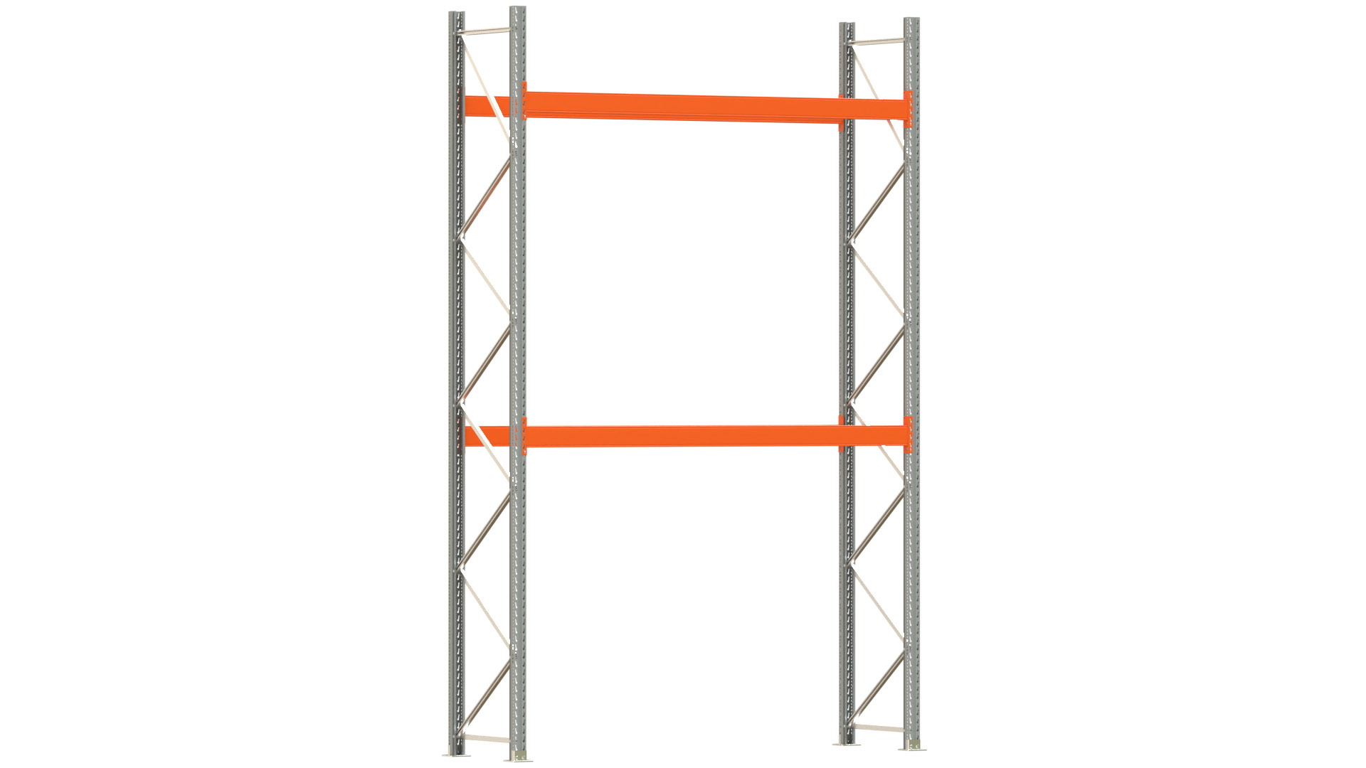 Palettenregal ARTUS - Breite 287 cm - Höhe 450 cm - Tiefe 80 cm - 2 Träger-Ebenen - Fachlast 3000 kg - 6 Palettenstellplätze