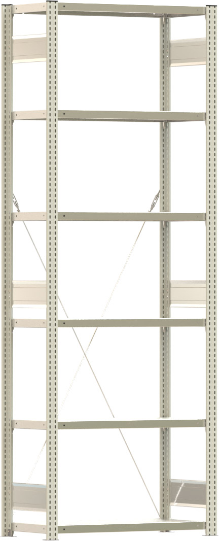 Fachbodenregal BERT - Breite: 87,5 cm - Tiefe: 40 cm - Höhe: 250 cm - 6 Böden - Grundregal