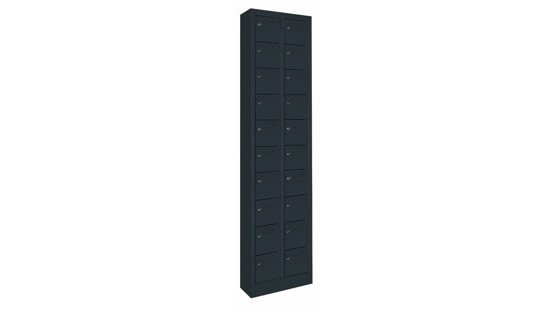 Schließfachschrank, Breite 46 cm, Höhe 195 cm, Tiefe 20 cm, 20 Fächer